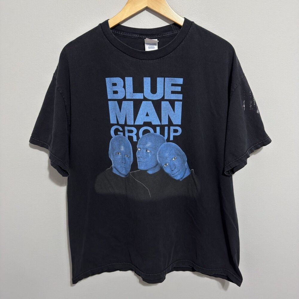 Vintage Y2K 2007 Blue Man Group Tour Merch Double Sided Graphic Tee Size XL
